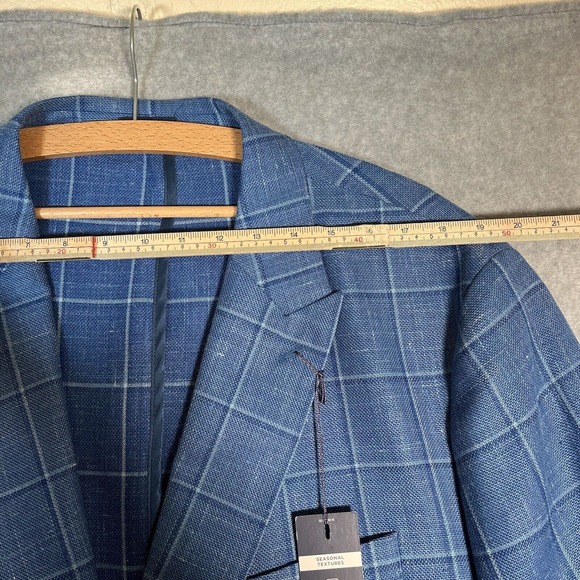 Stafford Blazer Mens 54R Blue Plaid Linen Classic Fit Sports Coat Jacket Preppy - Picture 4 of 15